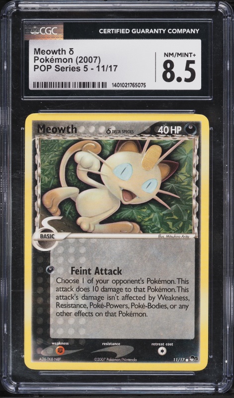 2007 Pokemon POP Series 5 Meowth #11 CGC 8.5 NM-MT+