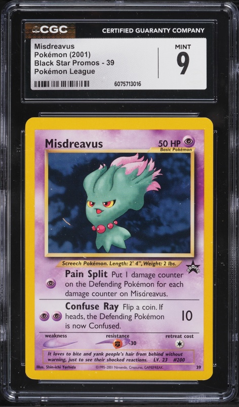 2001 Pokemon League Black Star Promo Misdreavus #39 CGC 9 MINT