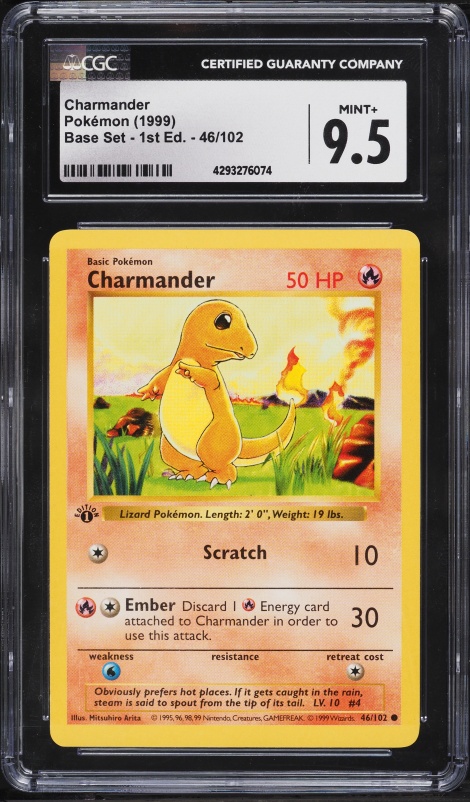pokemon base set common card #46/102 charmander – 46/102 – HP – – Pokémon TCG Basic Regular – BlackRoseSkulls Ltd Authentic Pokemon Pokemon Base Set common card featuring Charmander (#93) Charmander 046/102 Base Set Regular