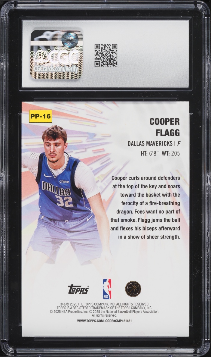 2025 Topps Power Players Holo Foil Cooper Flagg ROOKIE #PP-16 CGC 9 MINT