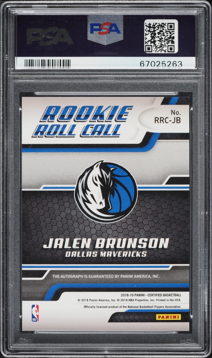 2018 Panini Certified Roll Call Jalen Brunson ROOKIE AUTO #RRC-JB PSA 9 MINT