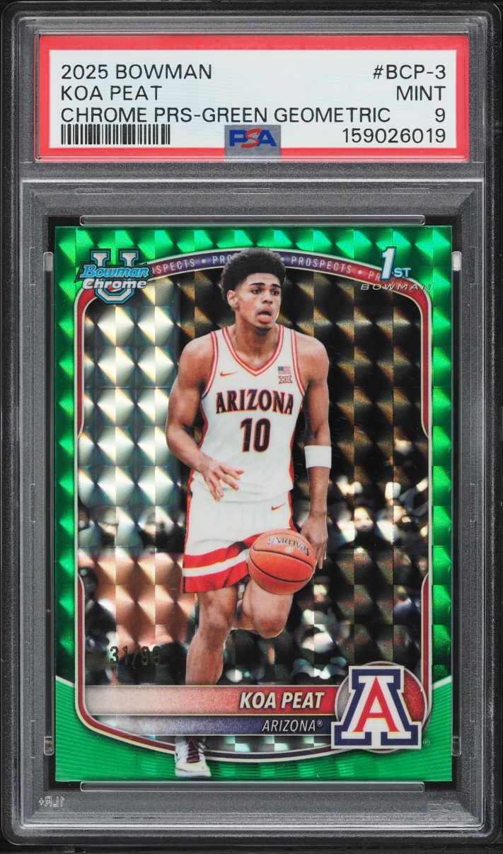 2025 Bowman Chrome U Green Geometric Koa Peat PROSPECT /99 #BCP-3 PSA 9 MINT