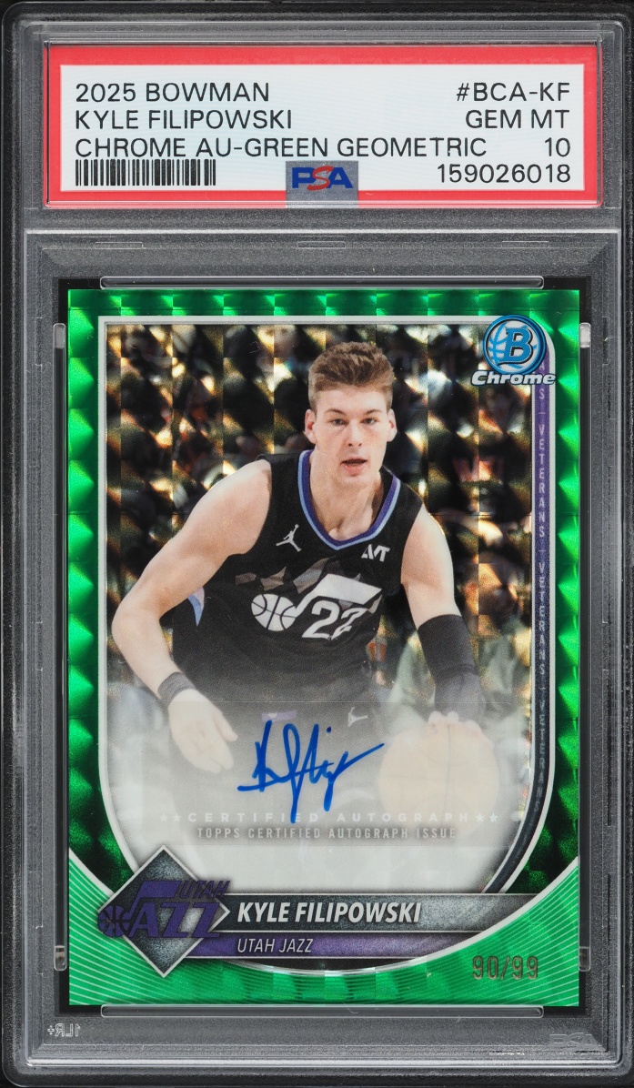 2025 Bowman Chrome Green Geometric Kyle Filipowski AUTO /99 #BCA-KF PSA 10 GEM MINT