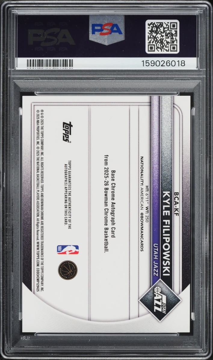 2025 Bowman Chrome Green Geometric Kyle Filipowski AUTO /99 #BCA-KF PSA 10 GEM MINT
