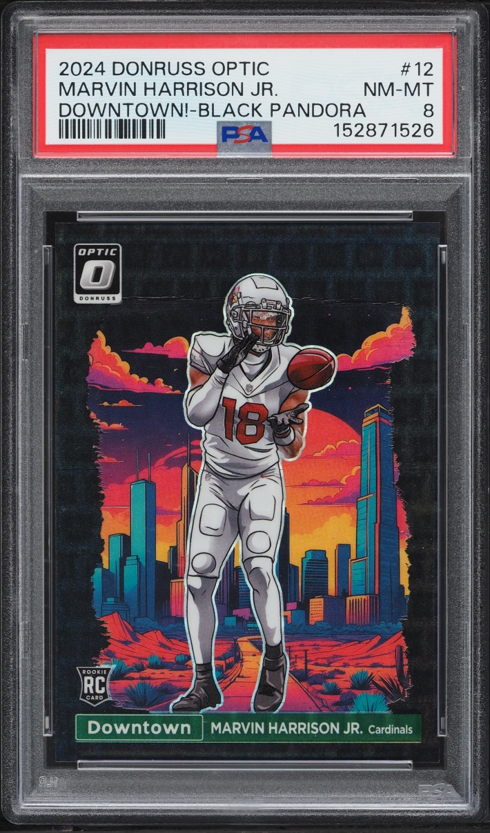 2024 Donruss Optic Downtown Black Pandora Marvin Harrison Jr. ROOKIE 25/25 #12 PSA 8 NM-MT