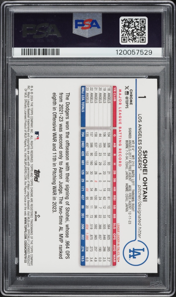 2024 Topps Chrome Logofractor Edition Shohei Ohtani #1 PSA 10 GEM MINT