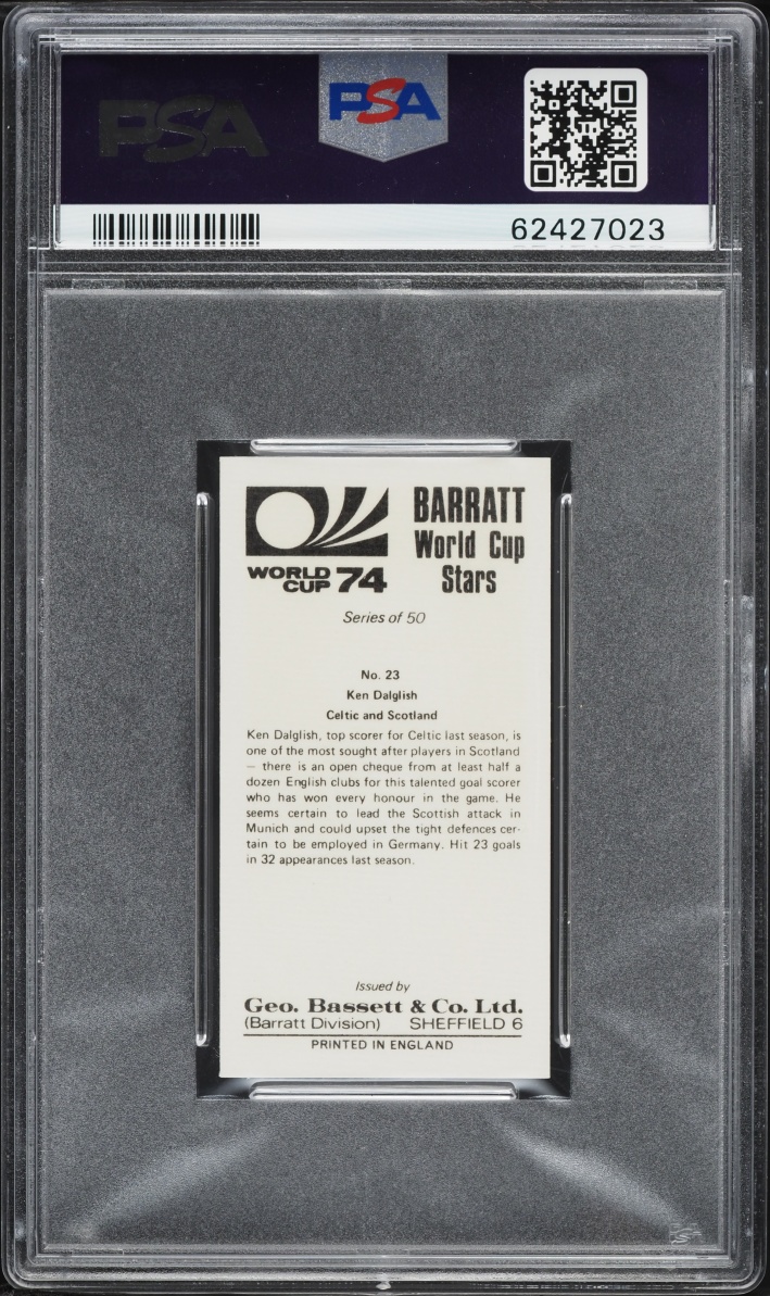 1974 Bassett World Cup Stars Ken Dalglish #23 PSA 10 GEM MINT