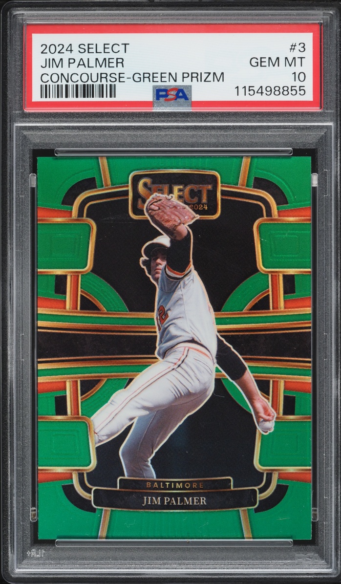 2024 Select Concourse Green Prizm Jim Palmer /5 #3 PSA 10 GEM MINT