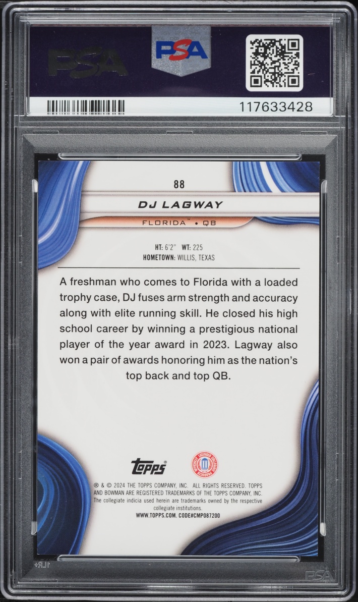 2024 Bowman Best University White Geometric DJ Lagway #88 PSA 10 GEM MINT