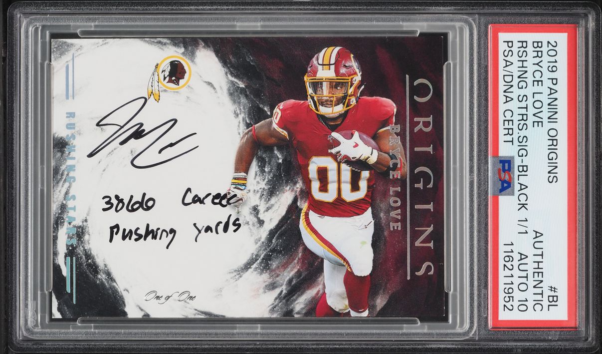 2019 Panini Origins Rushing Stars Signatures Black Bryce Love AUTO DNA 10 1/1 #BL PSA AUTH