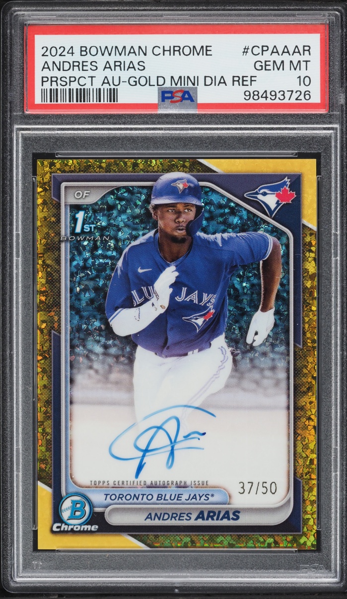 2024 Bowman Chrome Gold Mini Diamond Refractor Andres Arias PROSPECT AUTO /50 #CPAAAR PSA 10