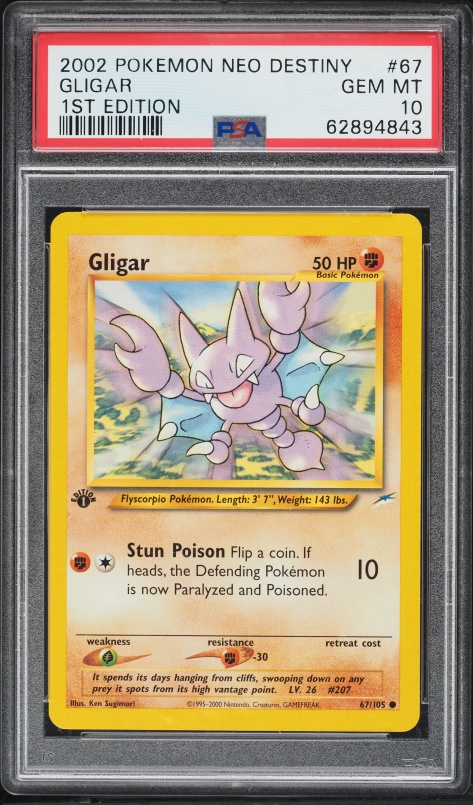 2002 Pokemon Neo Destiny 1st Edition Gligar #67 PSA 10 GEM MINT