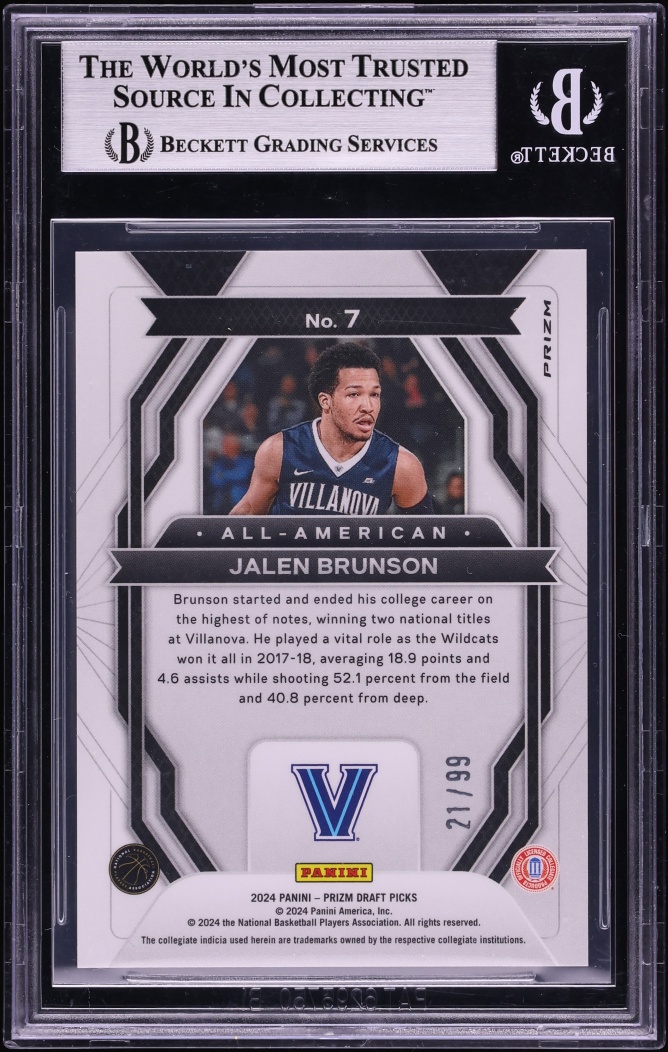 2024 Panini Prizm Draft Picks All-American Blue Ice Jalen Brunson /99 #7 BGS 9 MINT