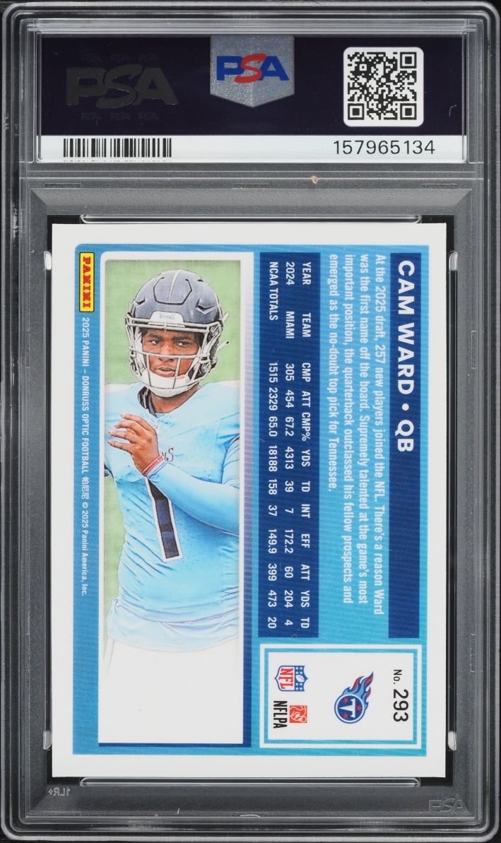 2025 Donruss Optic Cam Ward ROOKIE #293 PSA 9 MINT