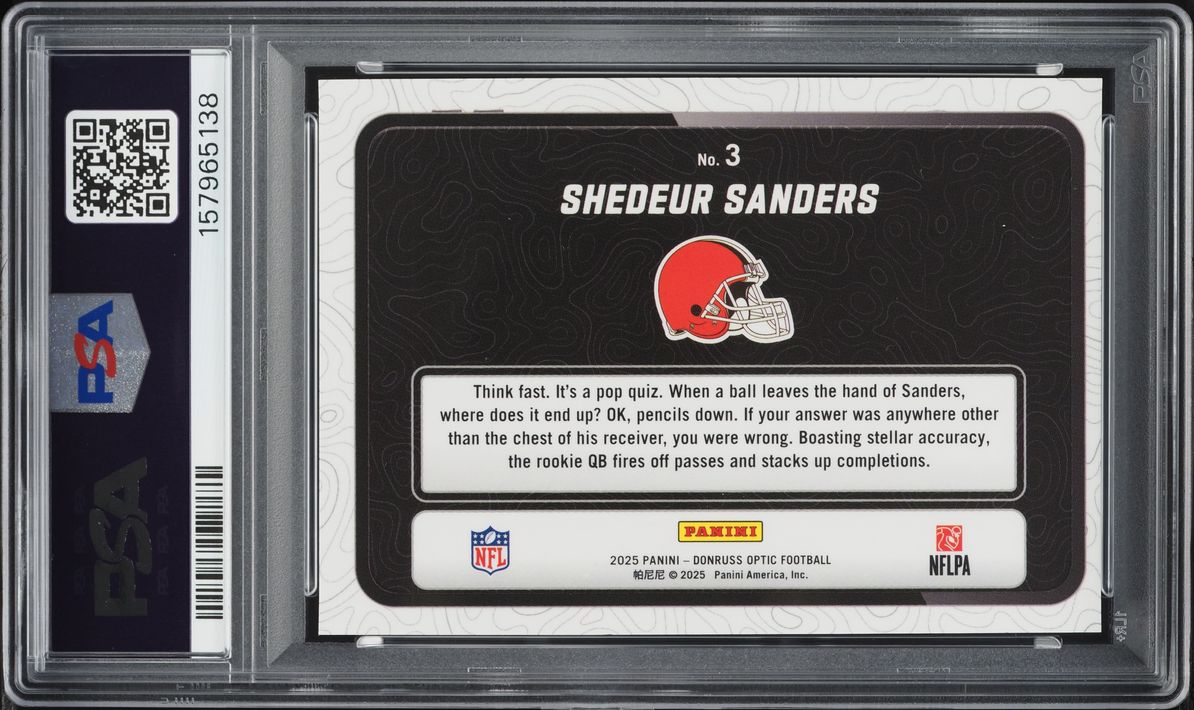 2025 Donruss Optic Passing Grade Shedeur Sanders ROOKIE #3 PSA 9 MINT