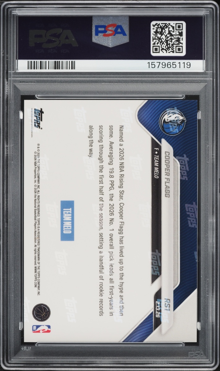 2026 Topps Now Rising Stars Cooper Flagg ROOKIE #1 PSA 10 GEM MINT
