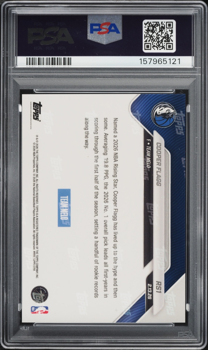 2026 Topps Now Rising Stars Cooper Flagg ROOKIE #1 PSA 10 GEM MINT