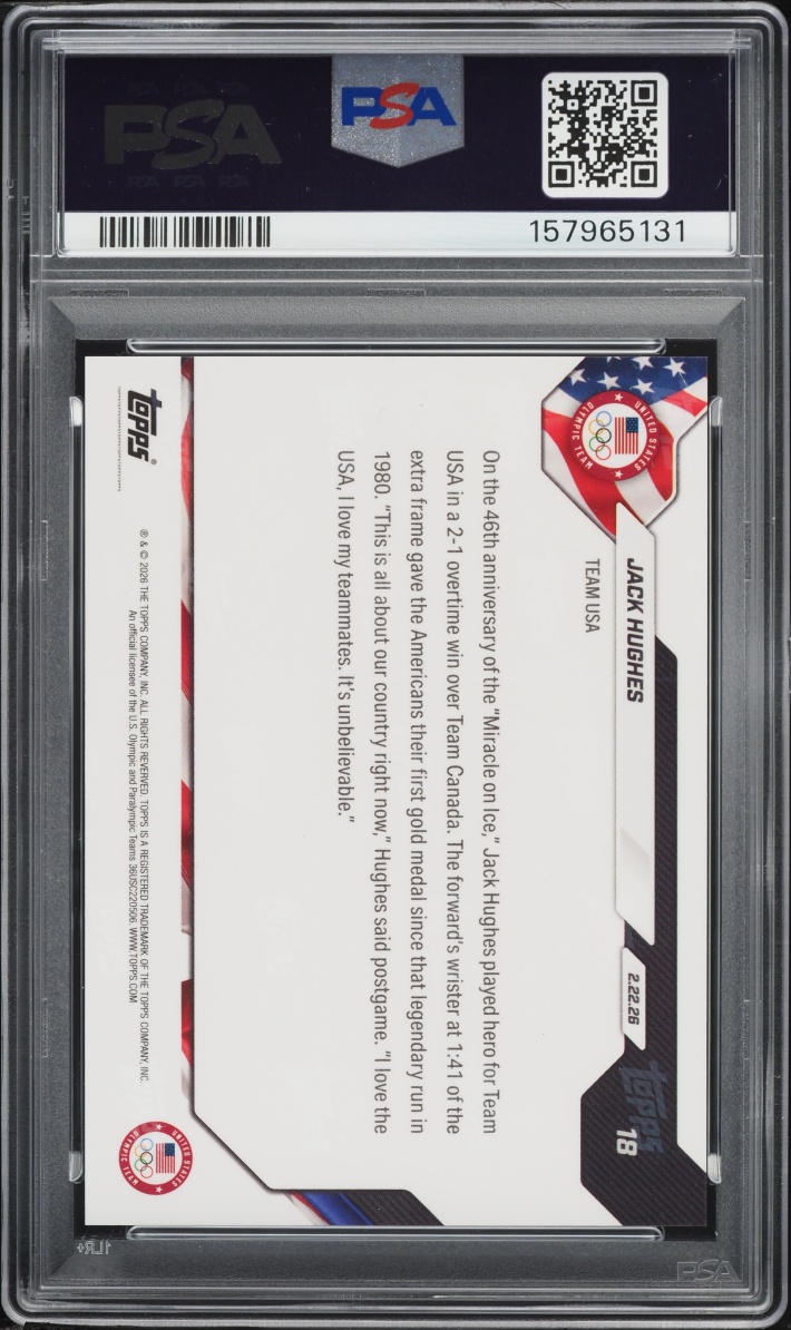 2026 Topps Now Olympics Jack Hughes #18 PSA 10 GEM MINT