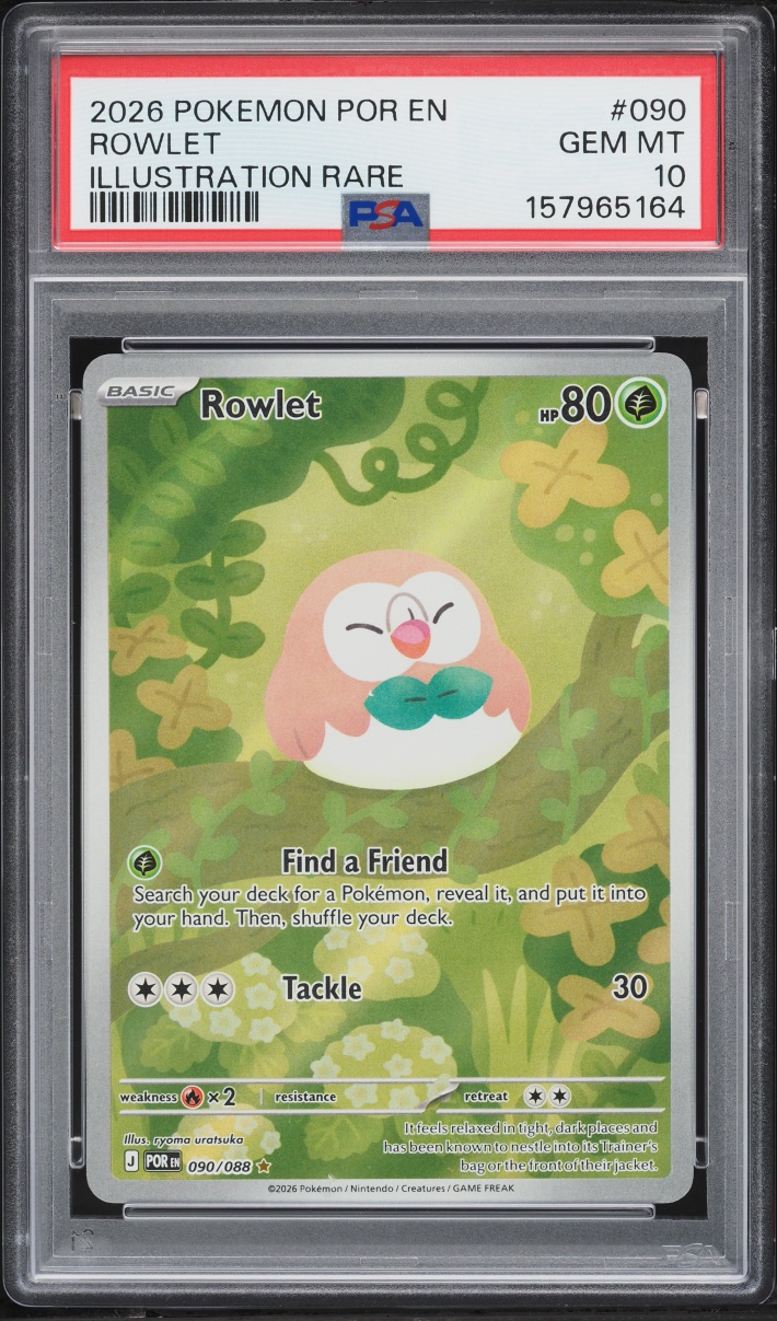 2026 Pokemon Mega Evolution Perfect Order IR Rowlet #090 PSA 10 GEM MINT