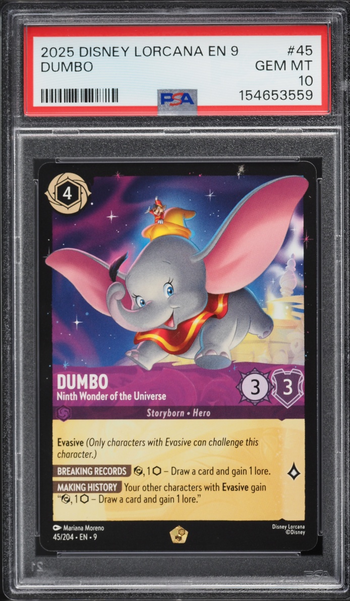 2025 Disney Lorcana Fabled Dumbo Ninth Wonder Of The Universe #45 PSA 10 GEM MINT