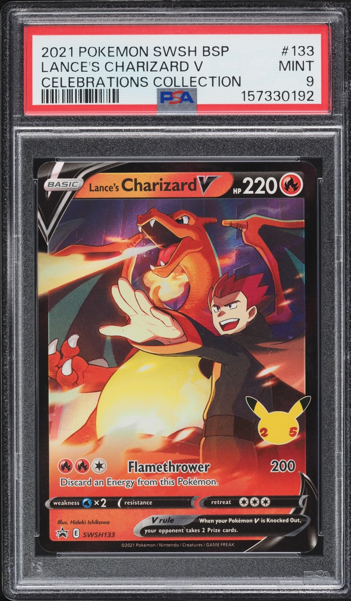2021 Pokemon Sword & Shield Promo Celebrations Lance's Full Art Charizard V #SWSH133 PSA 9 MINT