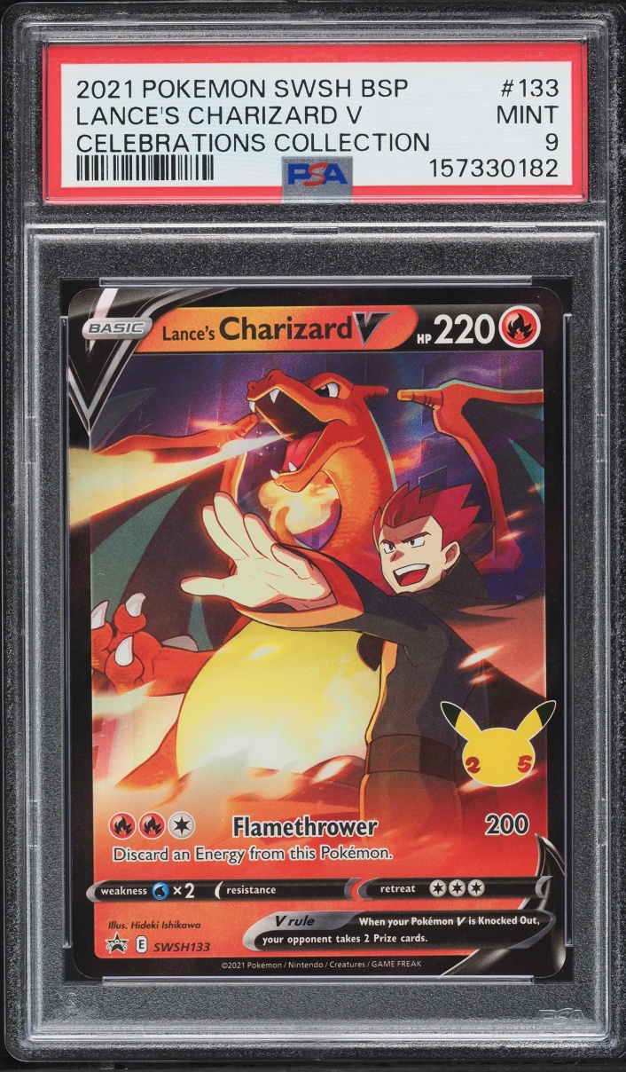 2021 Pokemon Sword & Shield Promo Celebrations Lance's Full Art Charizard V #SWSH133 PSA 9 MINT