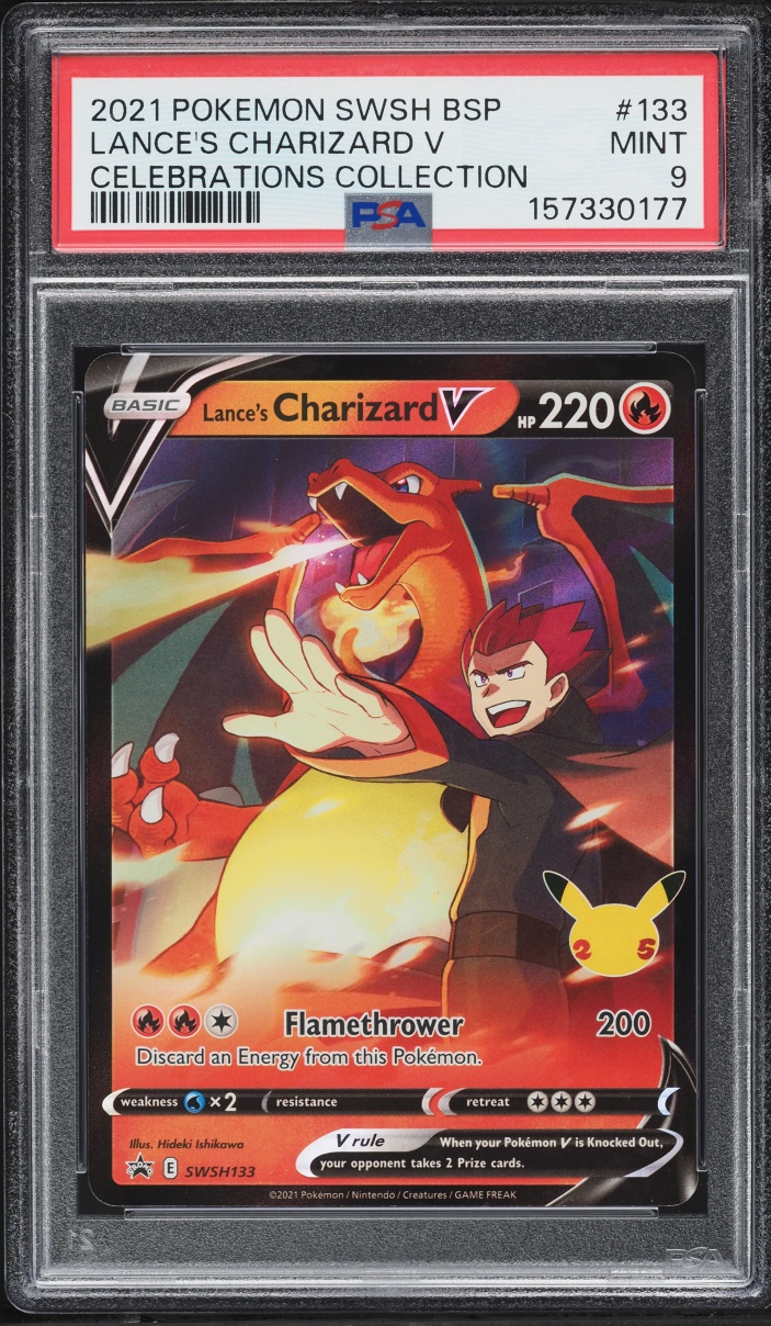 2021 Pokemon Sword & Shield Promo Celebrations Lance's Full Art Charizard V #SWSH133 PSA 9 MINT