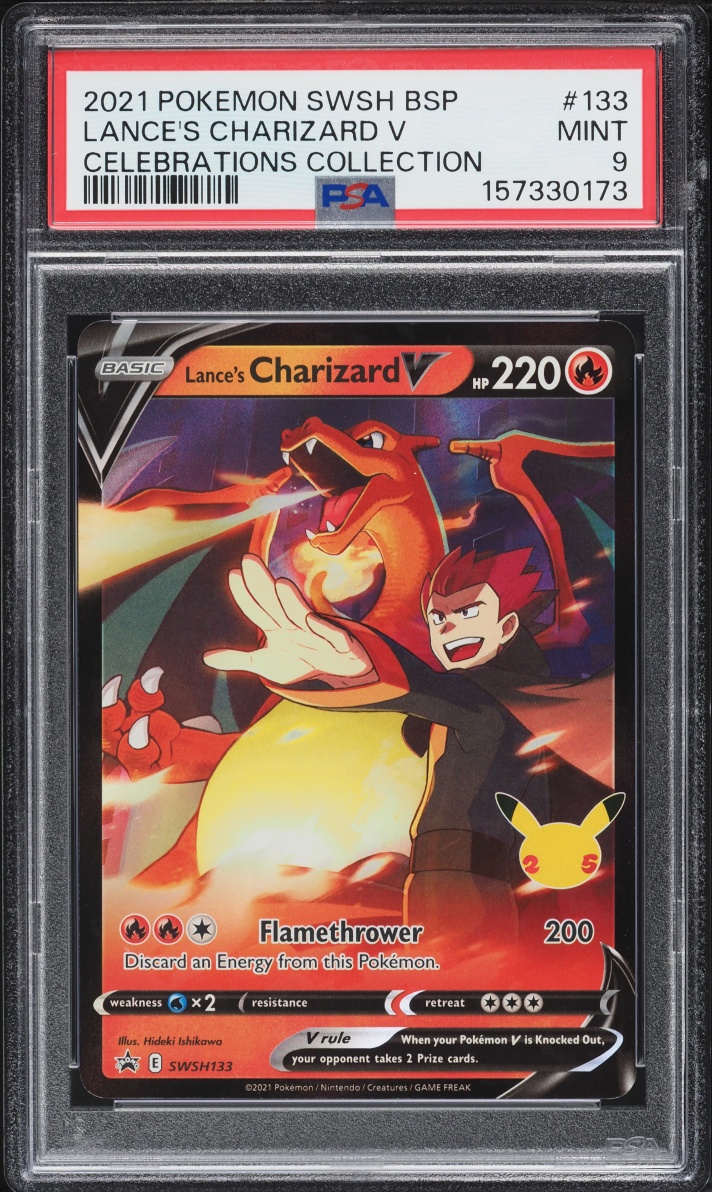 2021 Pokemon Sword & Shield Promo Celebrations Lance's Full Art Charizard V #SWSH133 PSA 9 MINT