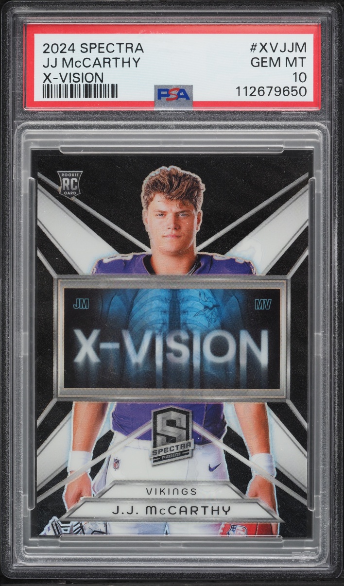 2024 Panini Spectra X-Vision J.J. McCarthy ROOKIE /125 #XV-JJM PSA 10 GEM MINT