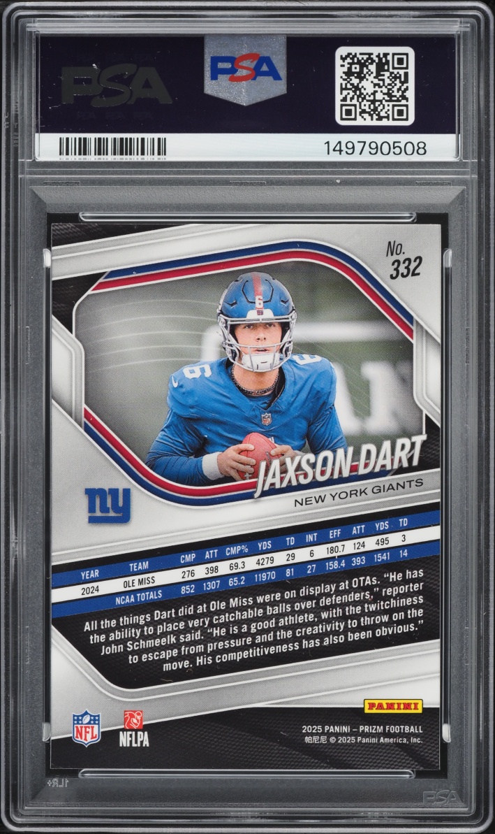 2025 Panini Prizm Jaxson Dart ROOKIE #332 PSA 10 GEM MINT