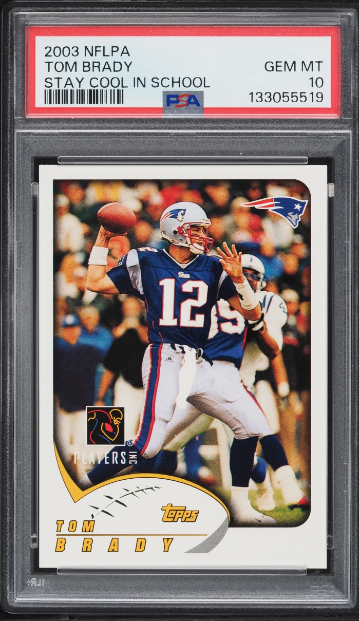 2003 Topps NFLPA Stay Cool In School Tom Brady PSA 10 GEM MINT
