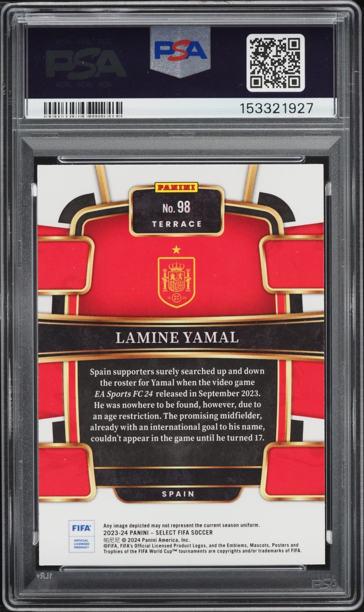 2023 Select FIFA Terrace Lamine Yamal ROOKIE #98 PSA 9 MINT