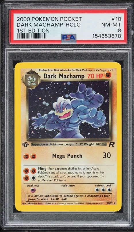 2000 Pokemon Team Rocket 1st Edition Holo Dark Machamp #10 PSA 8 NM-MT