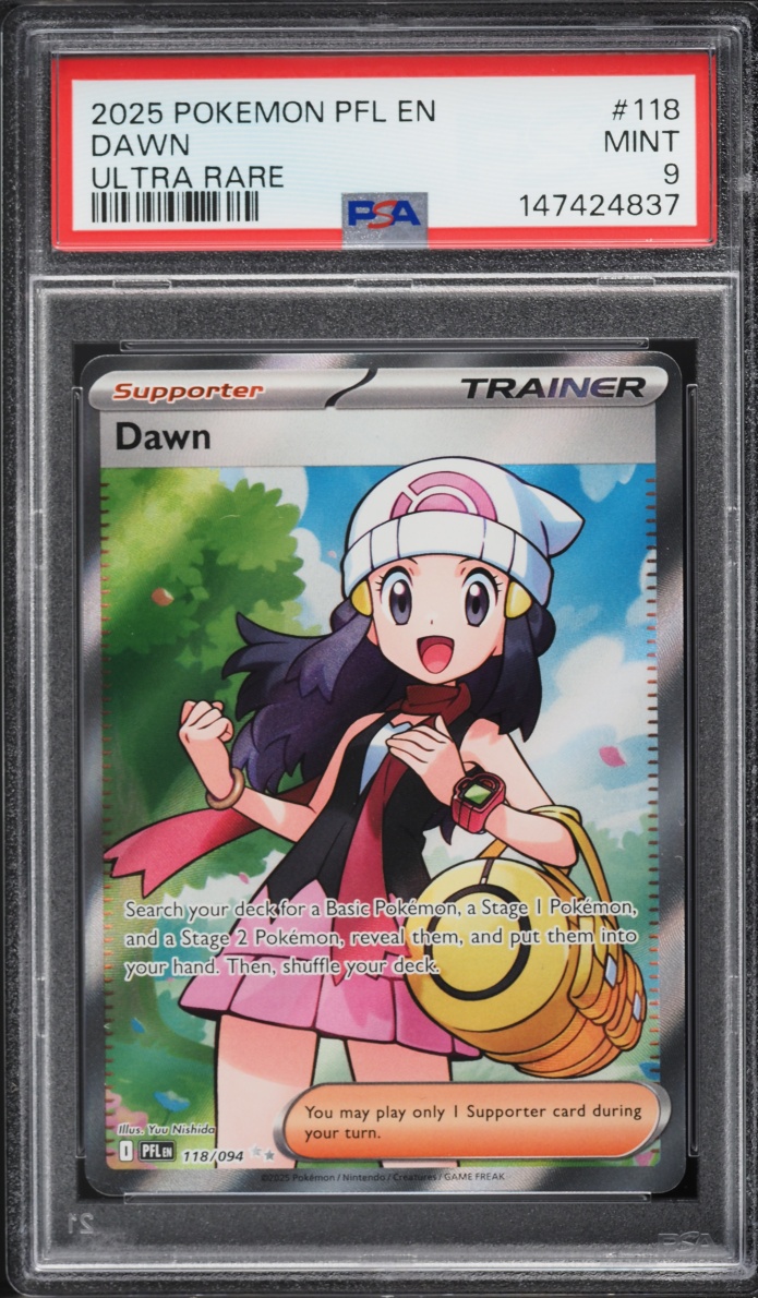 2025 Pokemon Mega Evolution Phantasmal Flames Full Art Dawn #118 PSA 9 MINT