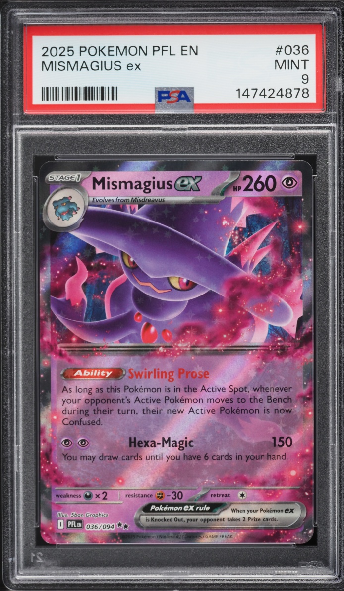 2025 Pokemon Mega Evolution Phantasmal Flames Mismagius Ex #036 PSA 9 MINT
