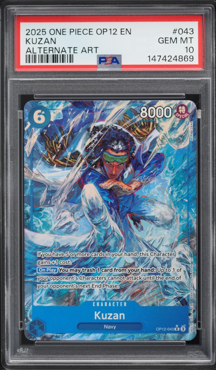 2025 One Piece Legacy Of The Master Alt Art Kuzan #OP12-043 PSA 10 GEM MINT