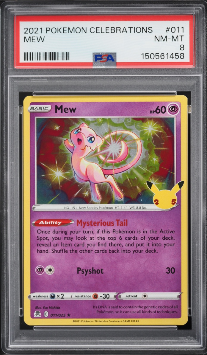 2021 Pokemon Sword & Shield Celebrations Holo Mew #11 PSA 8 NM-MT