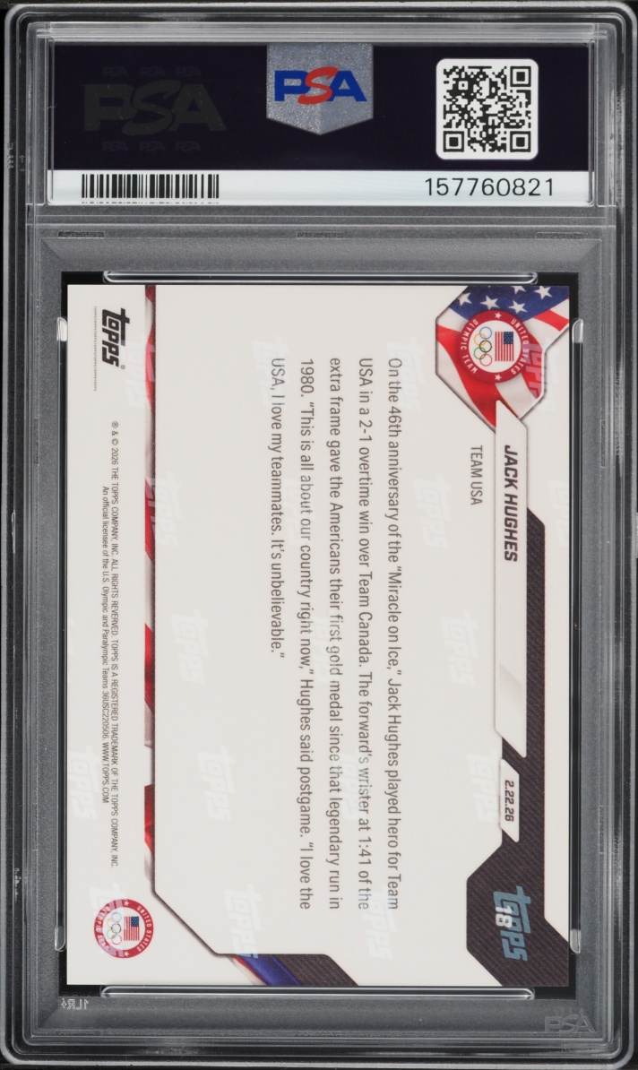 2026 Topps Now Olympics Jack Hughes #18 PSA 10 GEM MINT