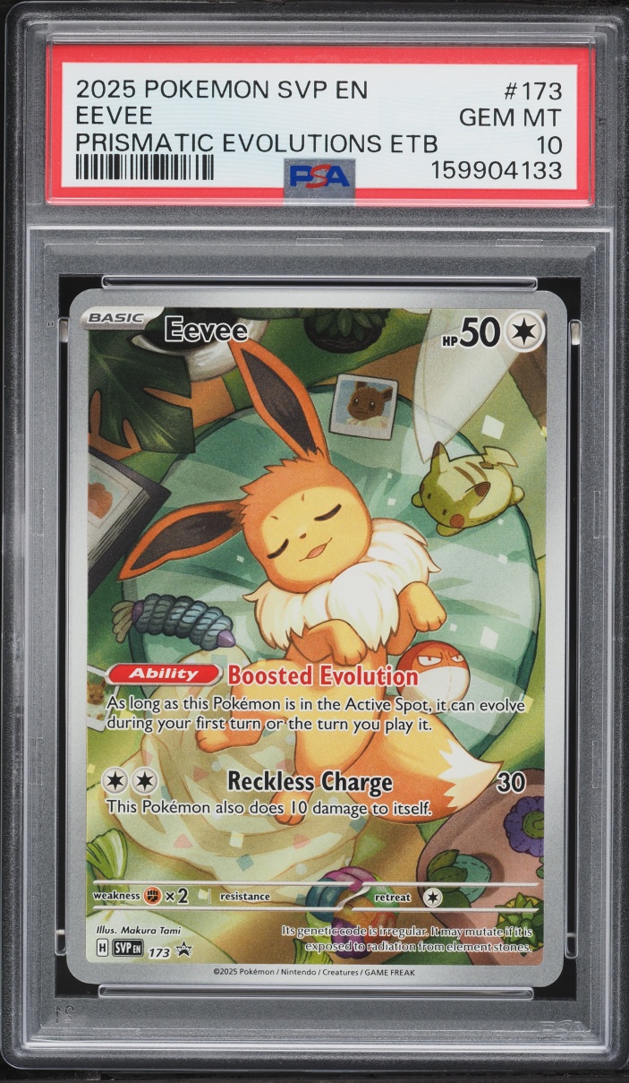2025 Pokemon SV Promo Prismatic Evolutions ETB Full Art Eevee #173 PSA 10 GEM MINT