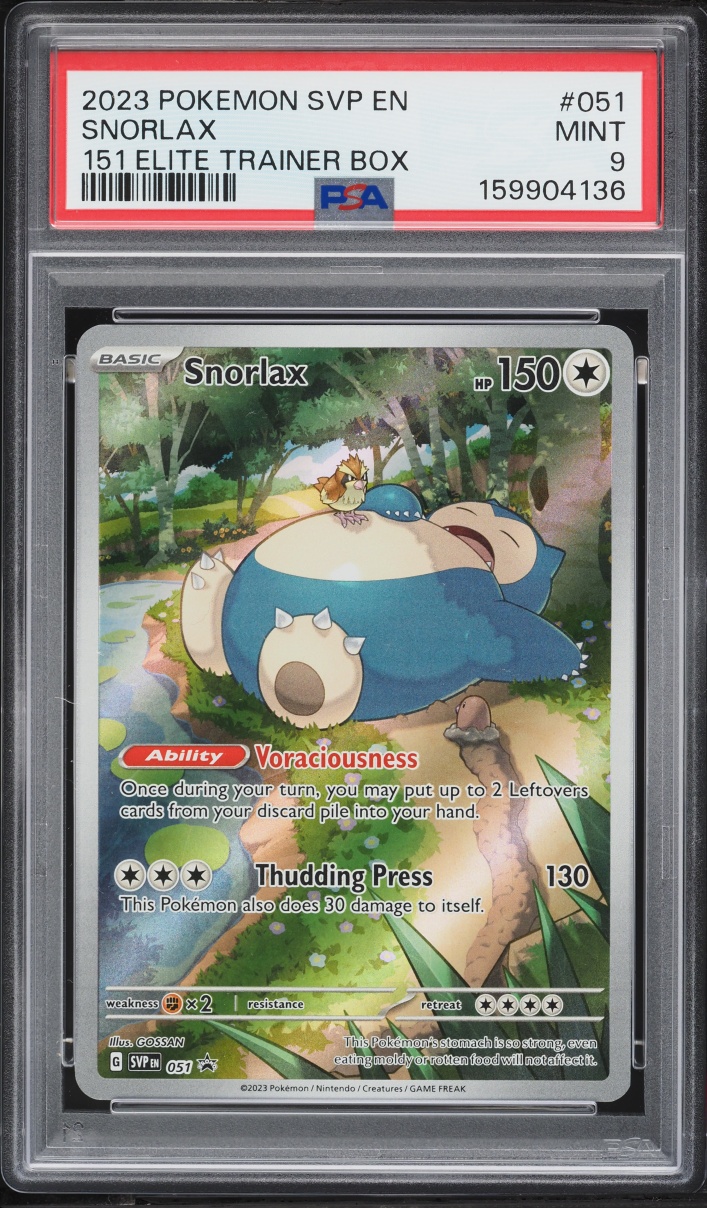 2023 Pokemon Scarlet & Violet Promo 151 ETB Full Art Snorlax #51 PSA 9 MINT