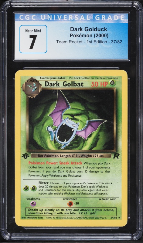 2000 Pokemon Team Rocket 1st Edition Dark Golduck #37 CGC 7 NRMT