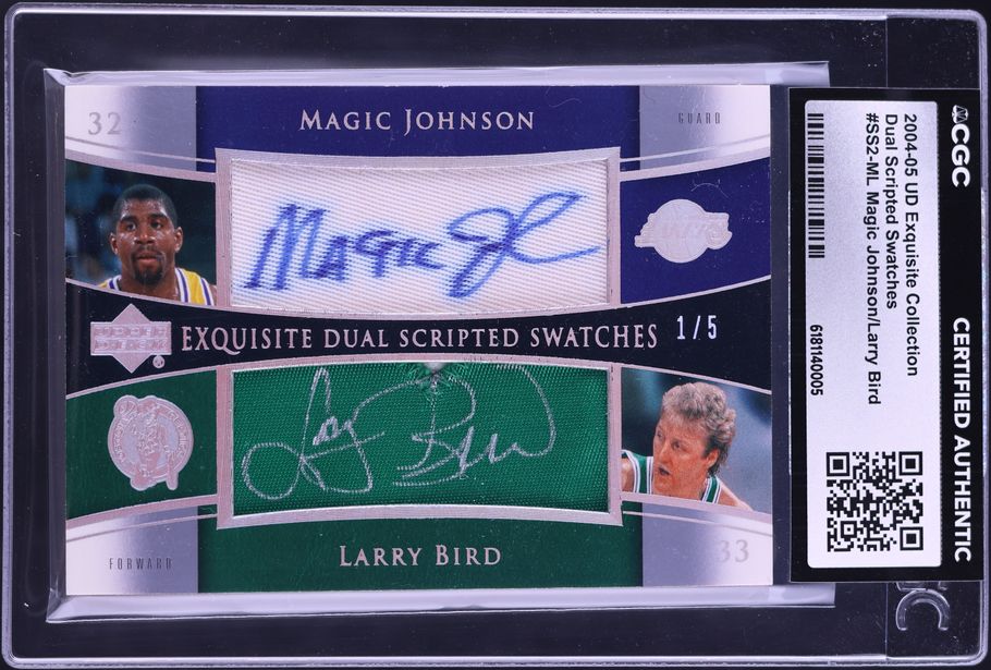 1996 Finest Reprint w/ Coating Larry Bird Julius Erving Magic
