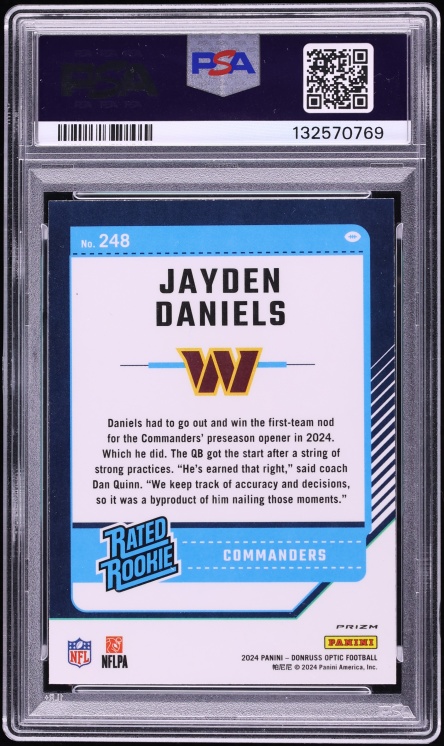2024 Donruss Optic Holo Jayden Daniels ROOKIE #248 PSA 10 GEM MINT