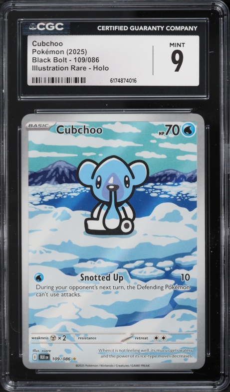 2025 Pokemon Scarlet & Violet Black Bolt IR Cubchoo #109 CGC 9 MINT