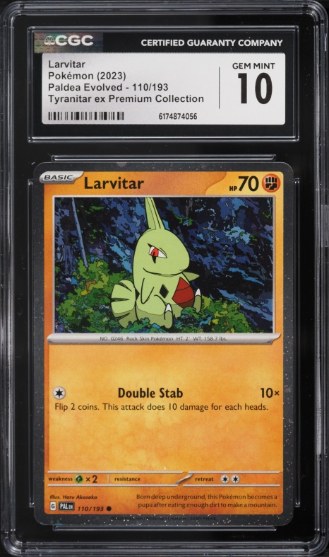 2023 Pokemon SV Paldea Evolved Tyranitar Ex Premium Collection Larvitar #110 CGC 10 GEM MINT