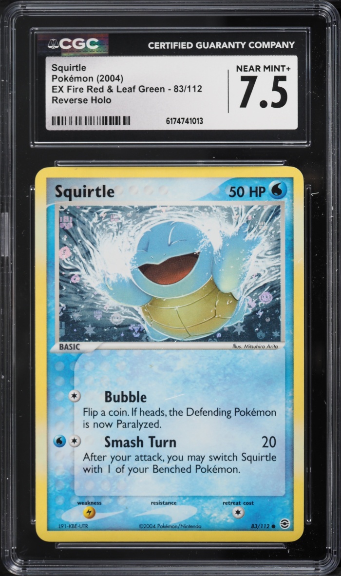2004 Pokemon EX FireRed & LeafGreen Reverse Holo Squirtle #83 CGC 7.5 NRMT+
