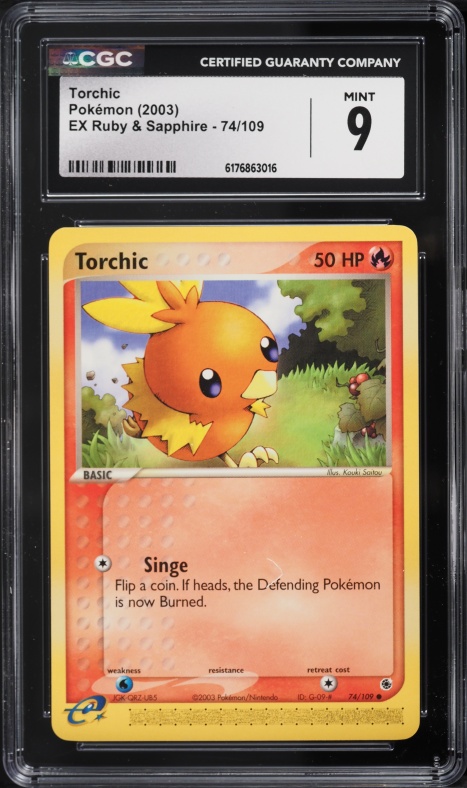 2003 Pokemon EX Ruby & Sapphire Torchic #74 CGC 9 MINT