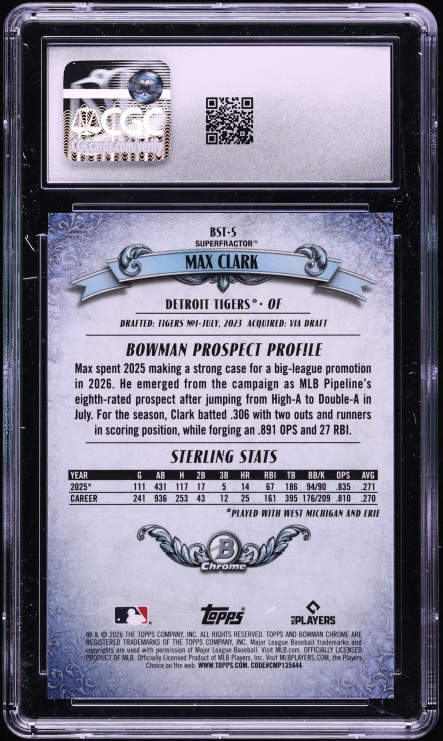 2026 Bowman Chrome Sterling Superfractor Max Clark 1/1 #BST-5 CGC 9 MINT