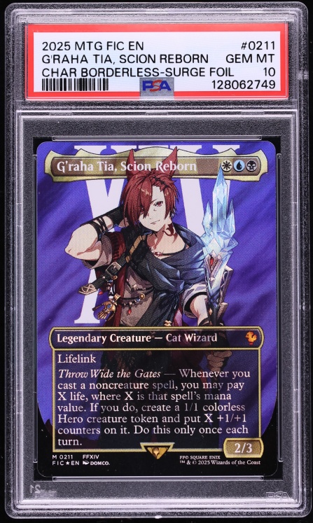 2025 MTG Final Fantasy Commander Borderless Surge Foil G'Raha Tia, Scion Reborn #0211 PSA 10