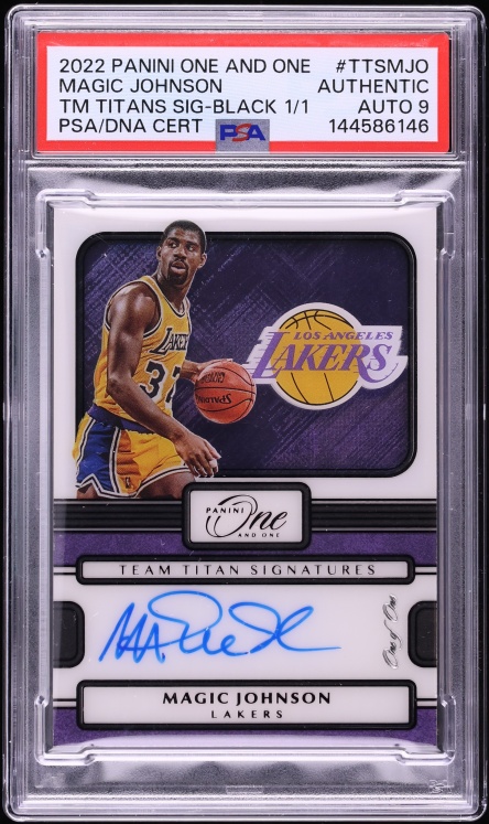 2022 Panini One And One Team Titans Signatures Black Magic Johnson AUTO DNA 9 1/1 PSA AUTH